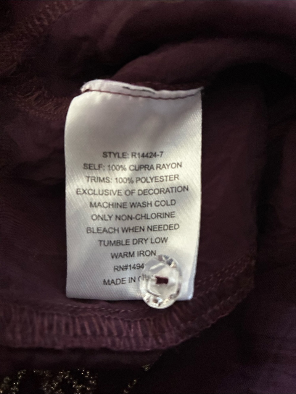 Johnny Was Plum Embroidered Button-Down Shirt - Picture 6 of 11